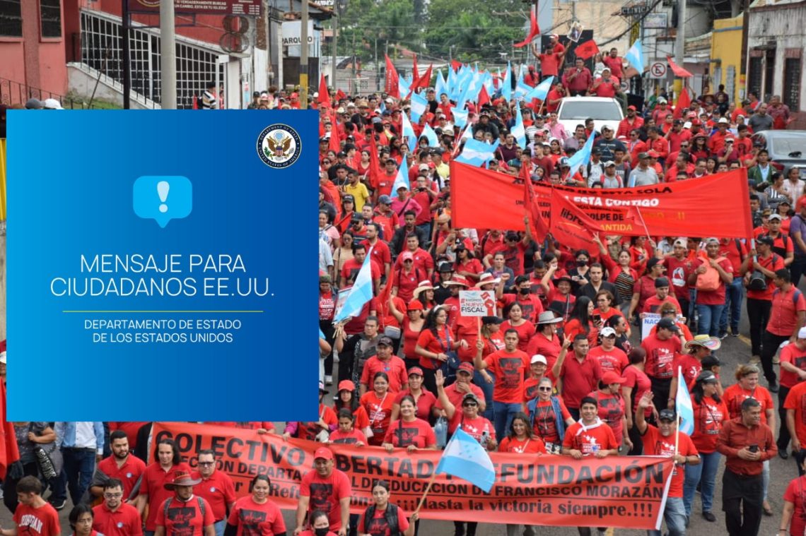 Embajada de EEUU en Honduras advierte a ciudadanos ante marcha del Gobierno